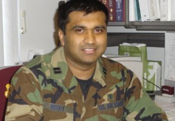 Dr. Prasanth Reddy wearing an United States Air Force Reserves uniform